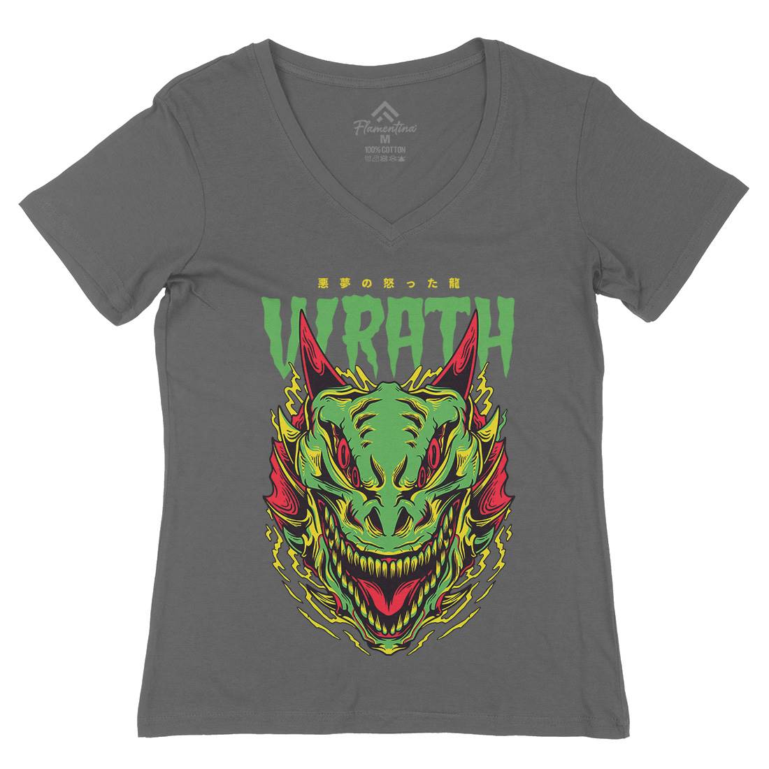 Wrath Monster Womens Organic V-Neck T-Shirt Horror D891