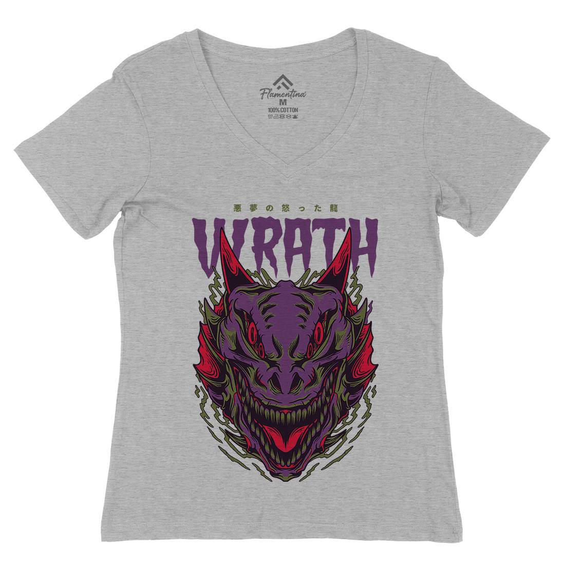 Wrath Monster Womens Organic V-Neck T-Shirt Horror D891