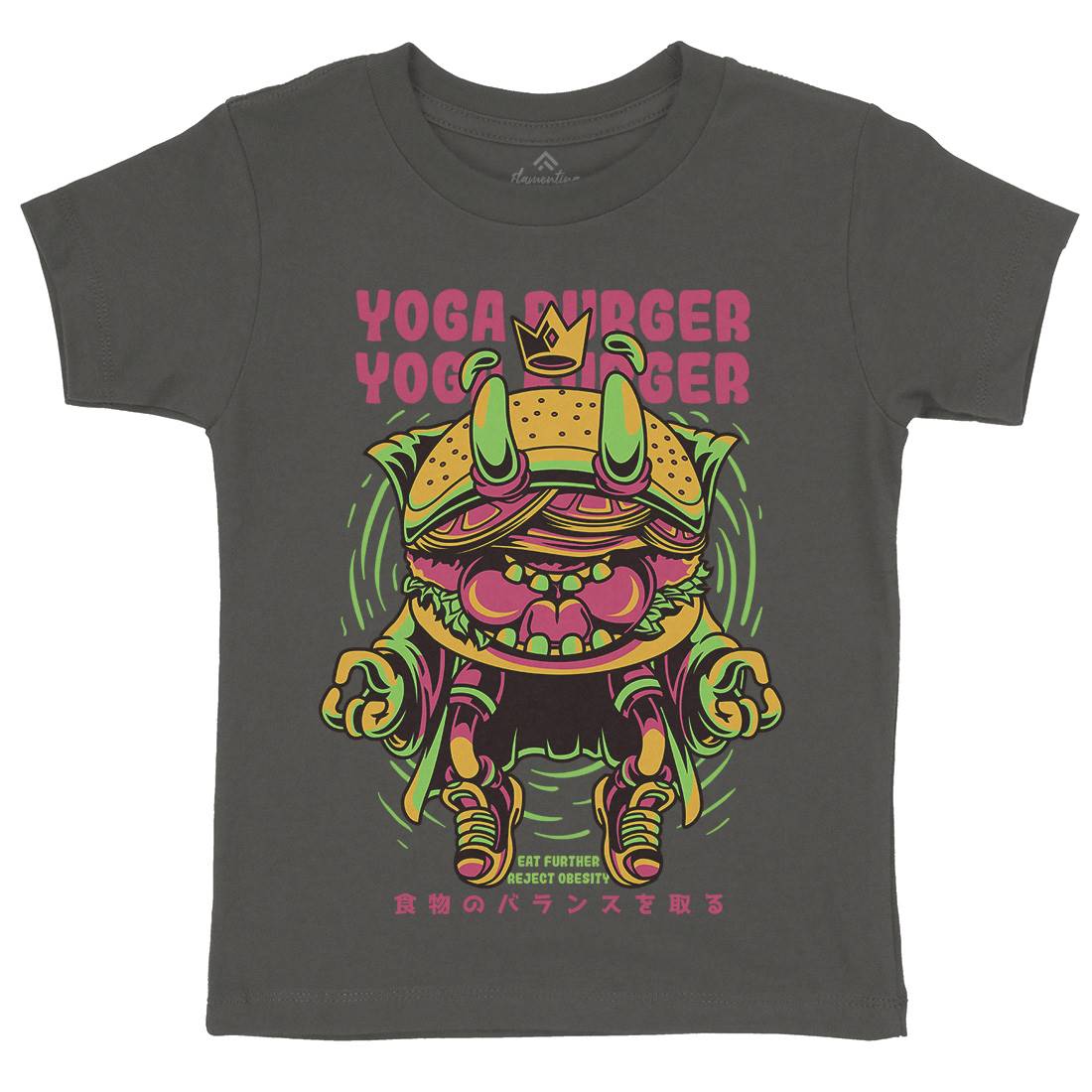 Yoga Burger Kids Crew Neck T-Shirt Food D892