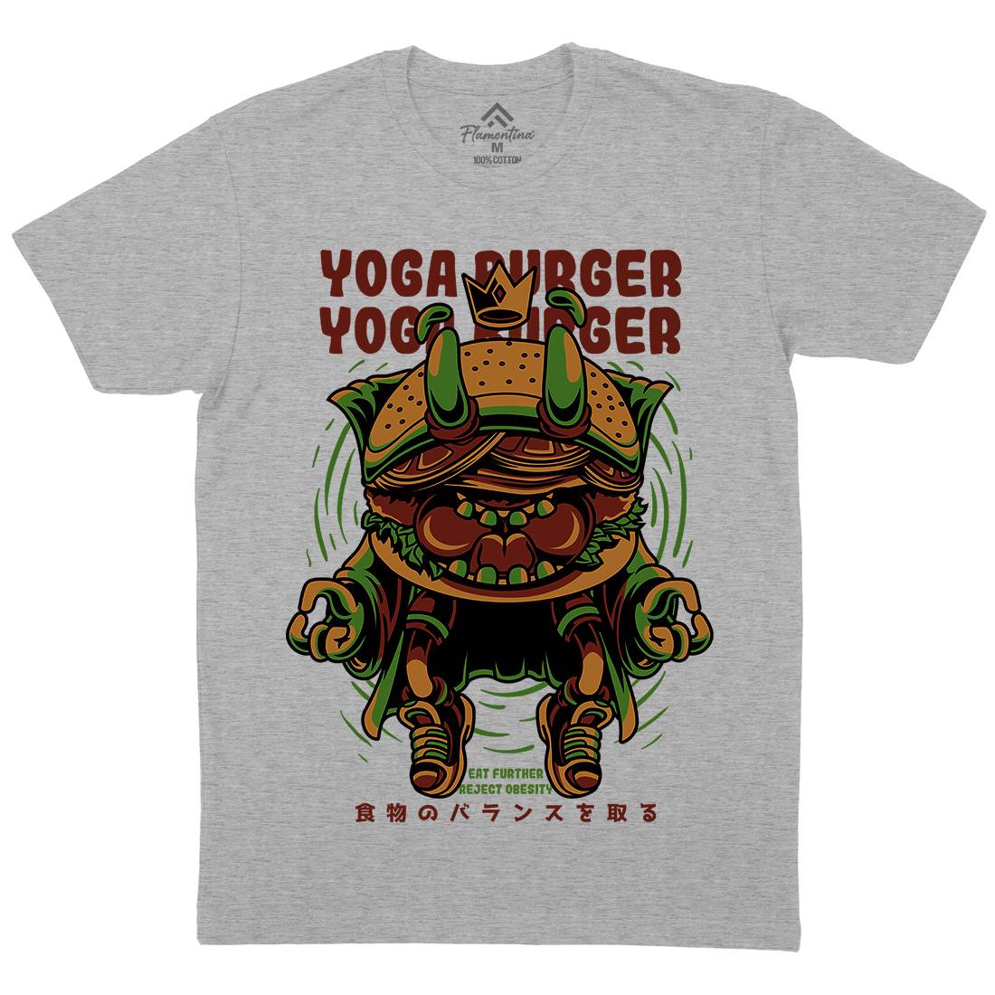 Yoga Burger Mens Crew Neck T-Shirt Food D892