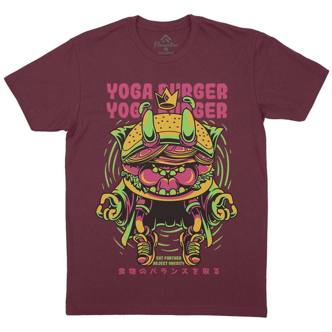 Yoga Burger Mens Organic Crew Neck T-Shirt Food D892
