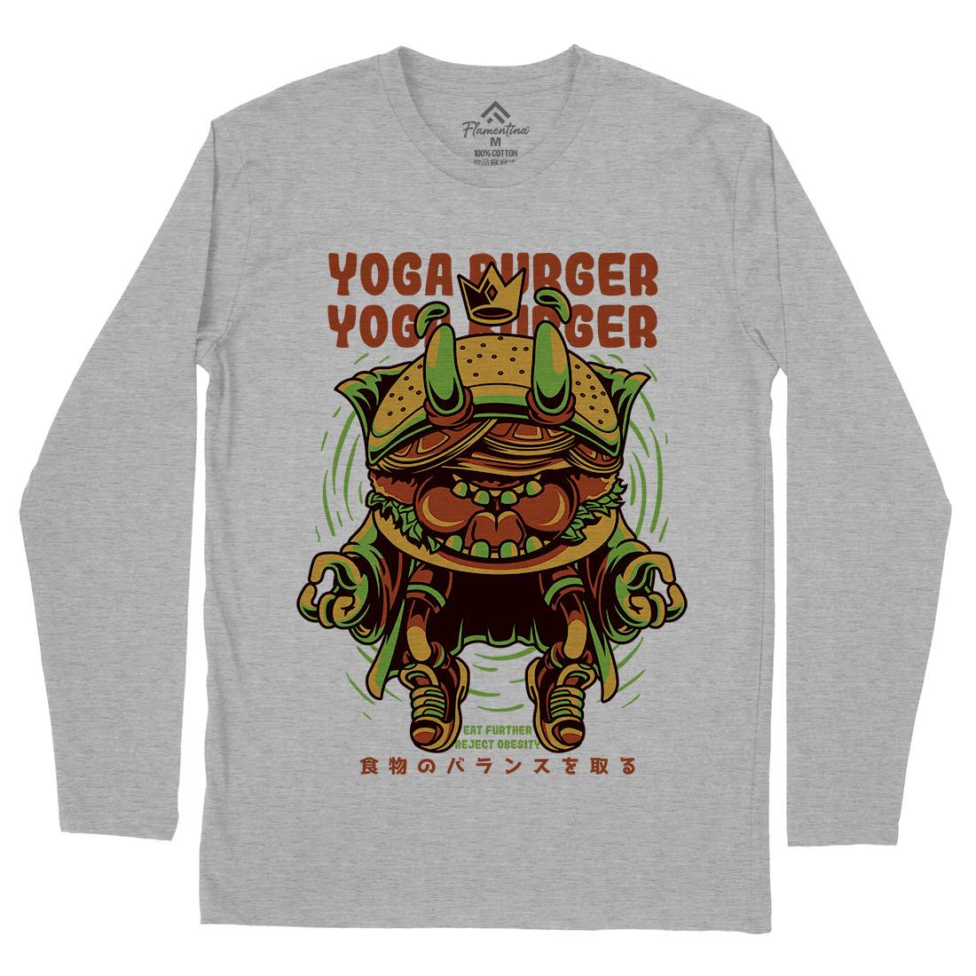 Yoga Burger Mens Long Sleeve T-Shirt Food D892