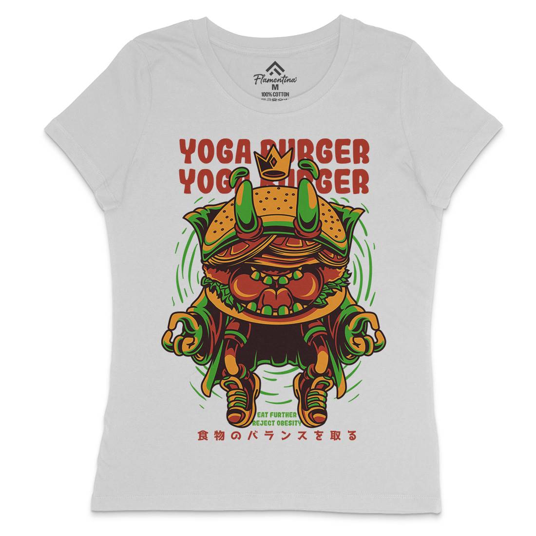 Yoga Burger Womens Crew Neck T-Shirt Food D892
