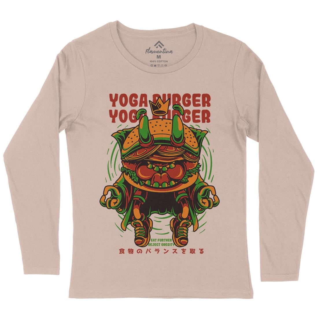 Yoga Burger Womens Long Sleeve T-Shirt Food D892