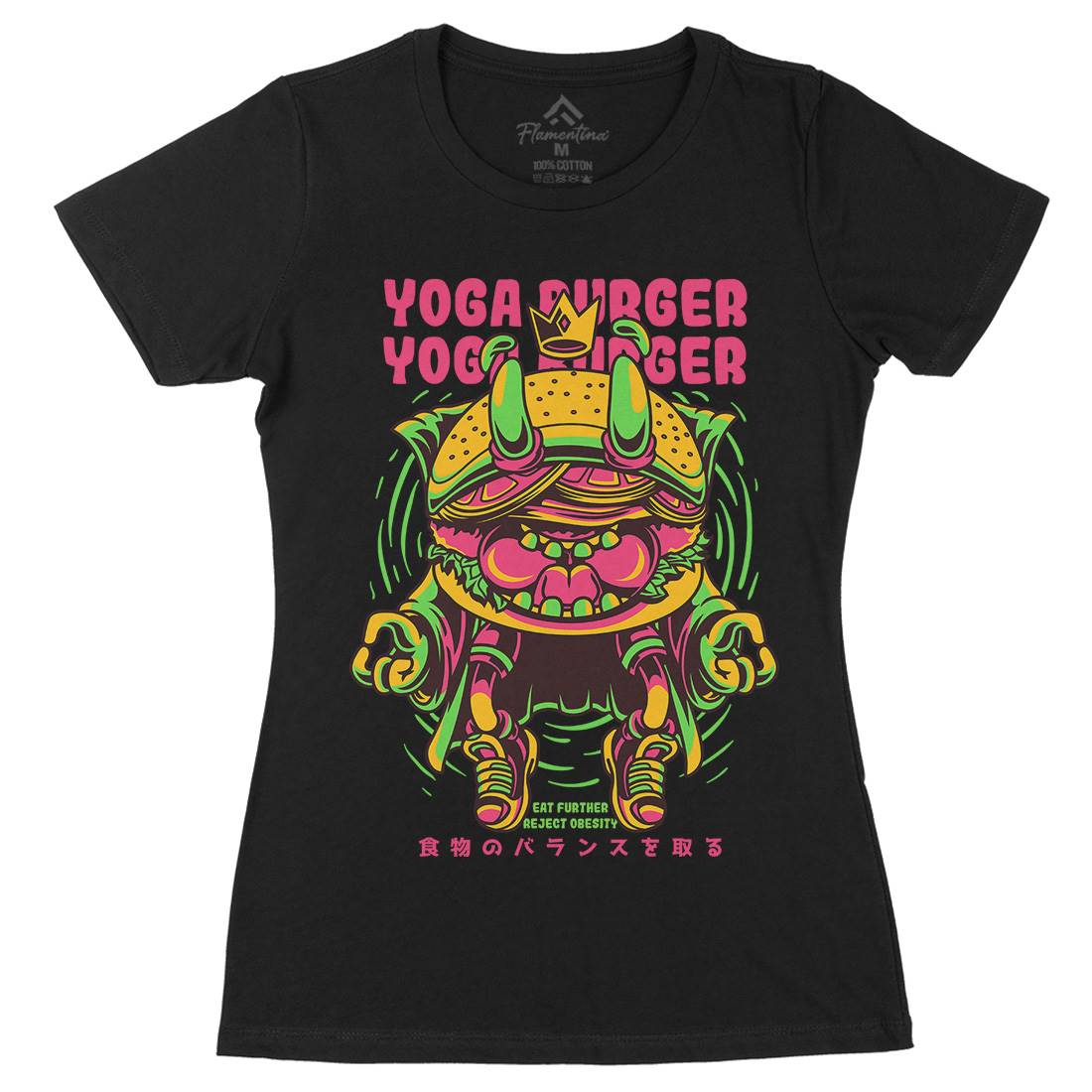 Yoga Burger Womens Organic Crew Neck T-Shirt Food D892