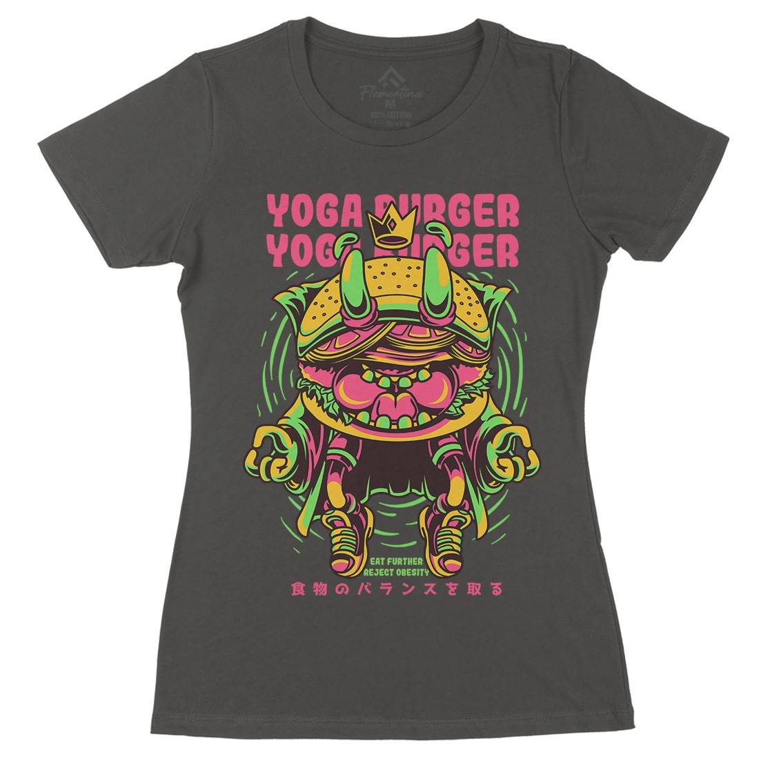 Yoga Burger Womens Organic Crew Neck T-Shirt Food D892