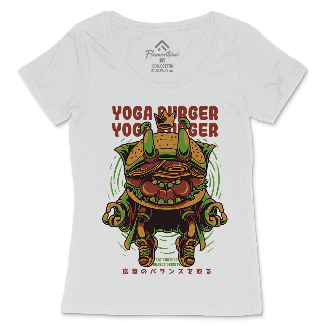 Yoga Burger Womens Scoop Neck T-Shirt Food D892