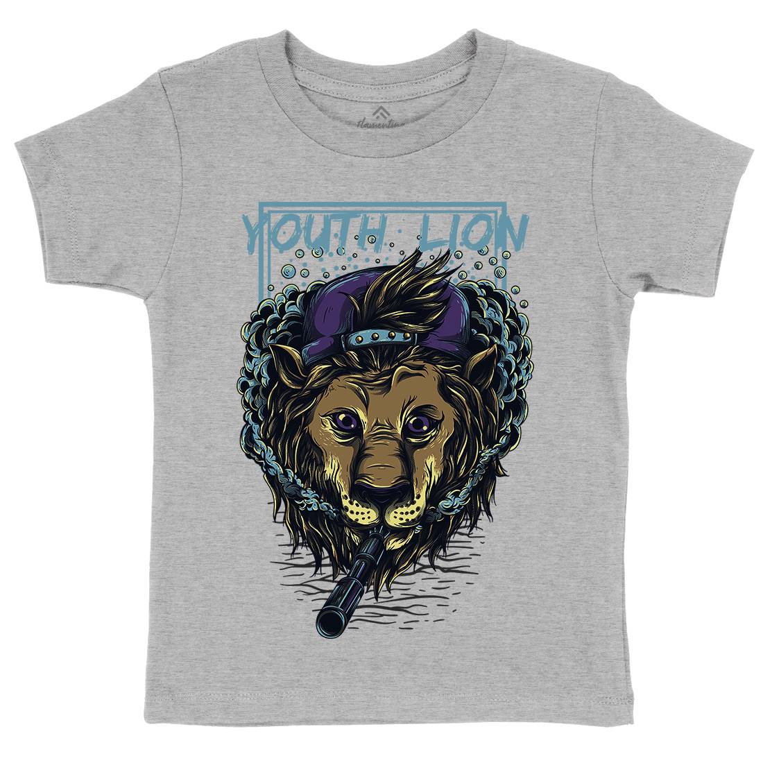 Youth Lion Kids Crew Neck T-Shirt Animals D893