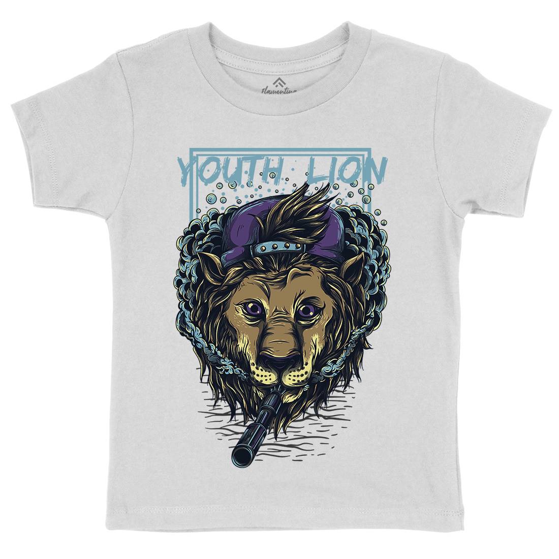 Youth Lion Kids Crew Neck T-Shirt Animals D893