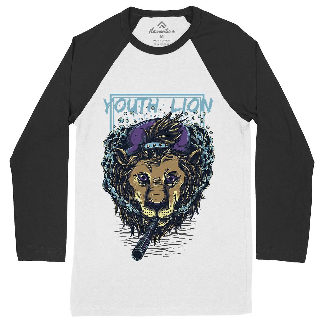 Youth Lion Mens Long Sleeve Baseball T-Shirt Animals D893