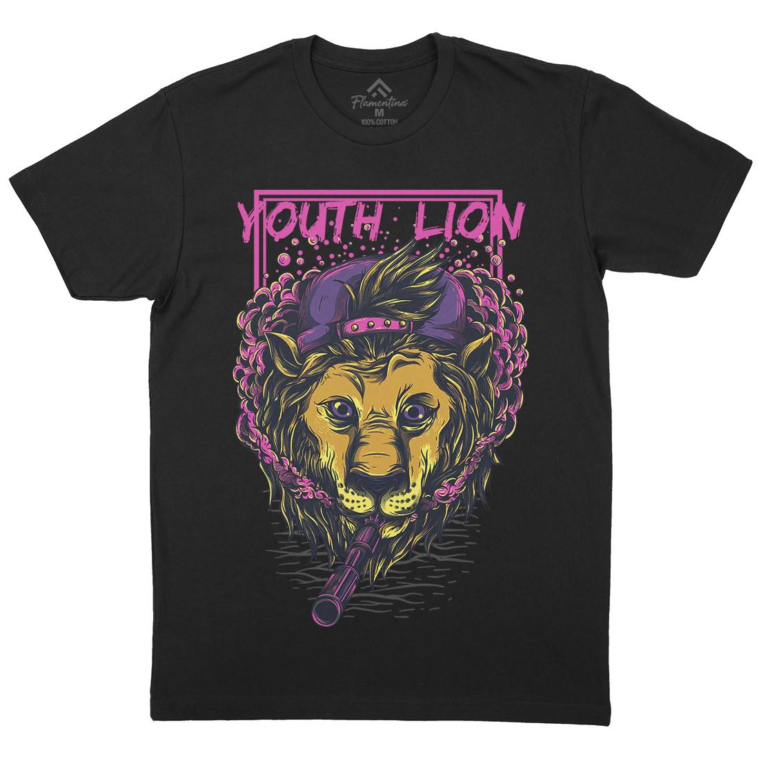 Youth Lion Mens Organic Crew Neck T-Shirt Animals D893