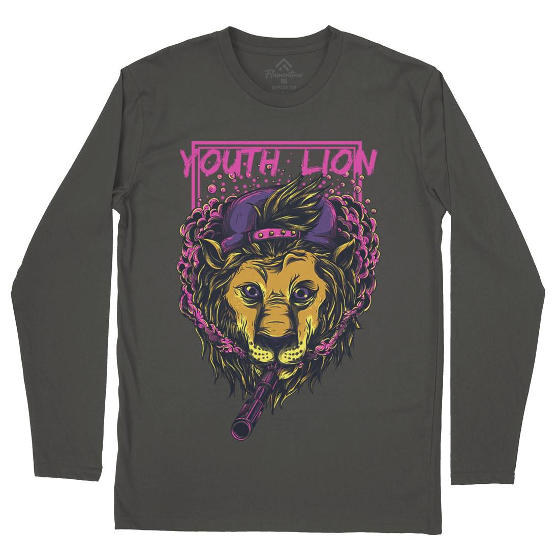 Youth Lion Mens Long Sleeve T-Shirt Animals D893
