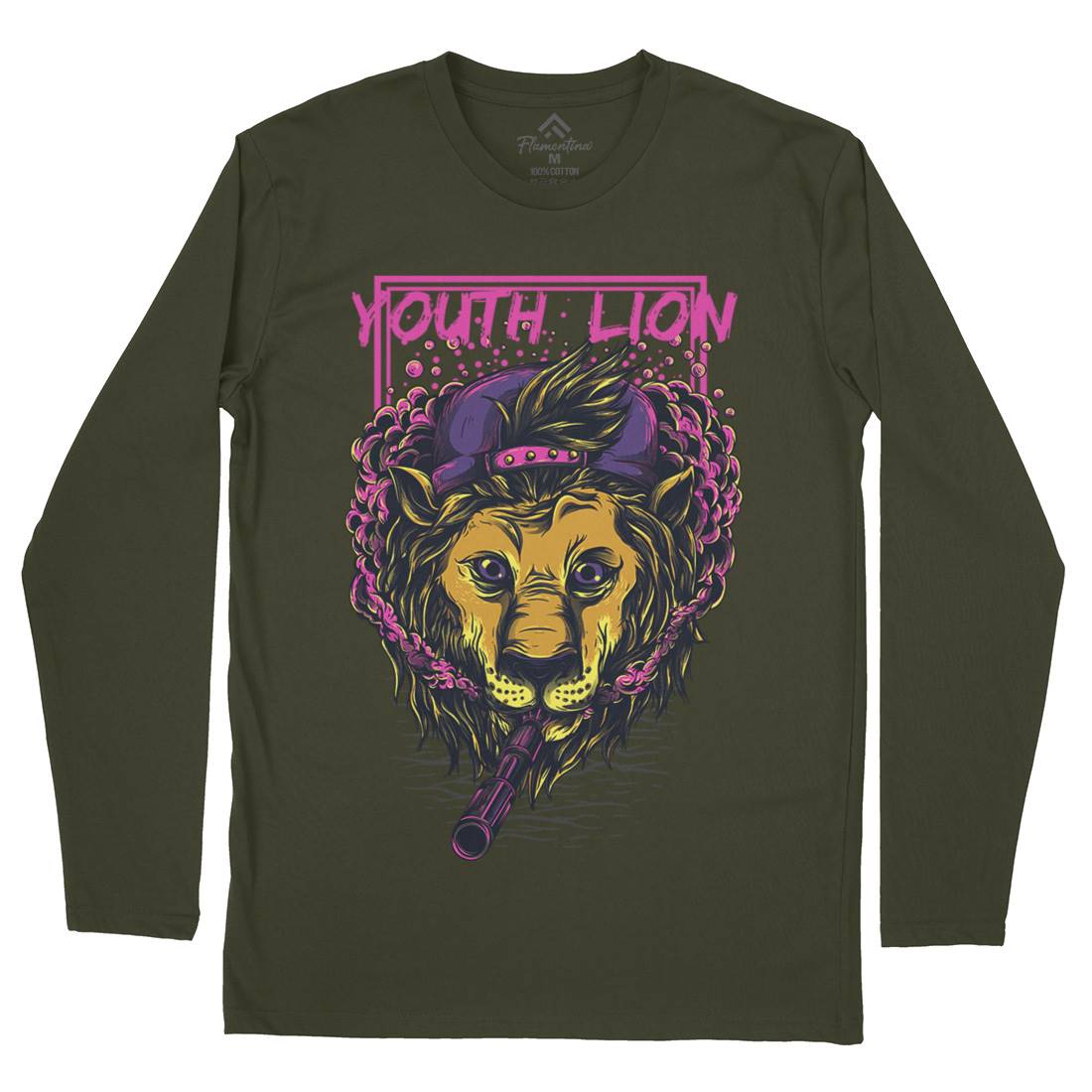 Youth Lion Mens Long Sleeve T-Shirt Animals D893