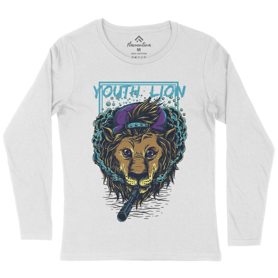 Youth Lion Womens Long Sleeve T-Shirt Animals D893