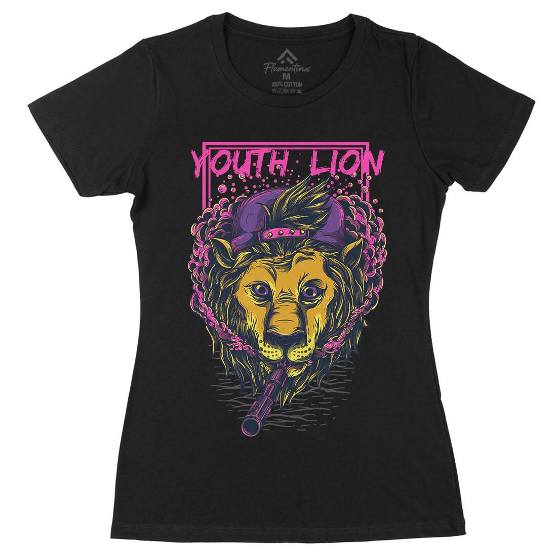 Youth Lion Womens Organic Crew Neck T-Shirt Animals D893