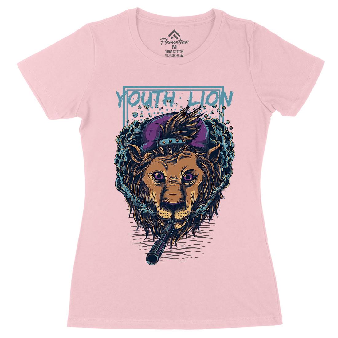 Youth Lion Womens Organic Crew Neck T-Shirt Animals D893