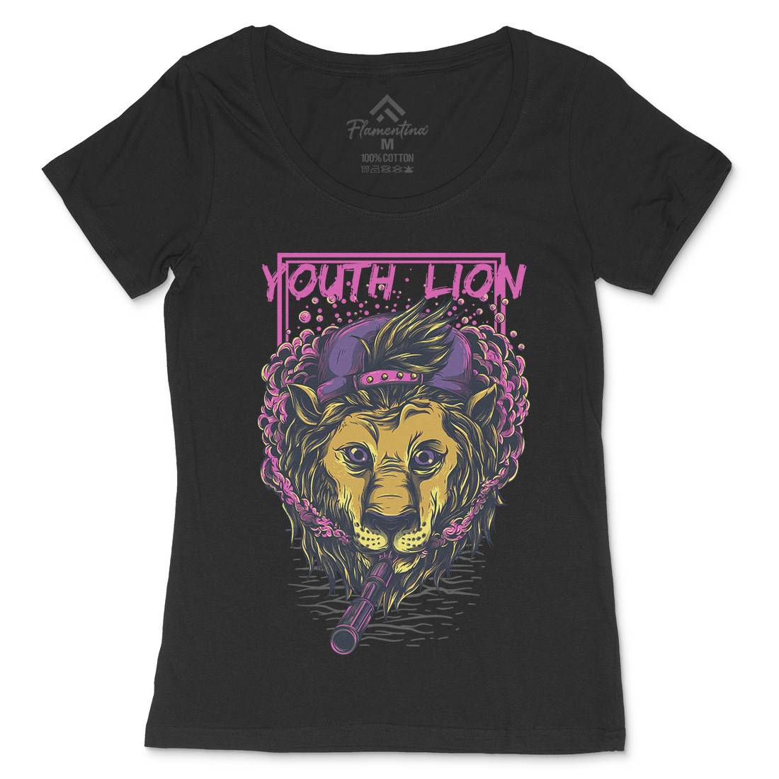 Youth Lion Womens Scoop Neck T-Shirt Animals D893