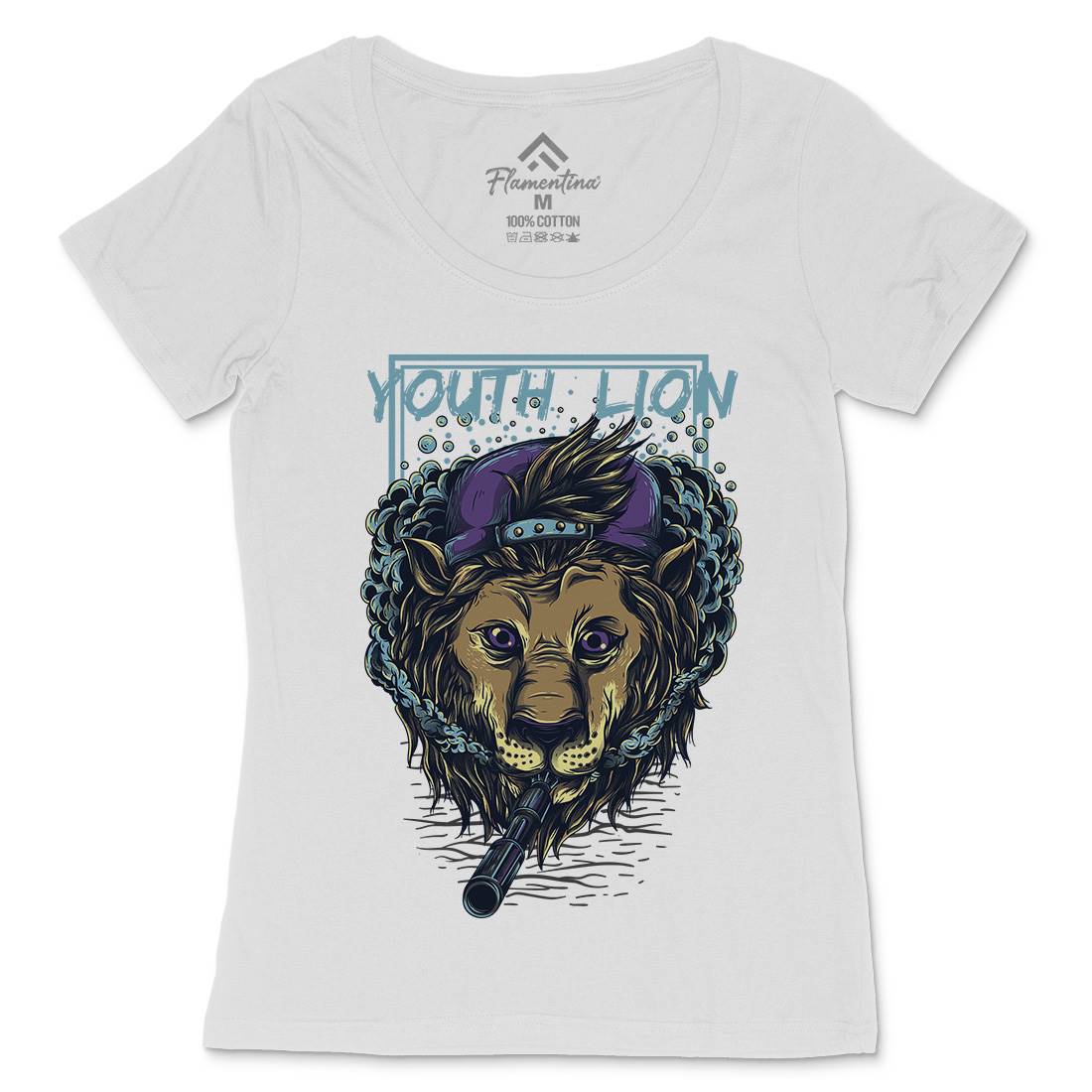Youth Lion Womens Scoop Neck T-Shirt Animals D893