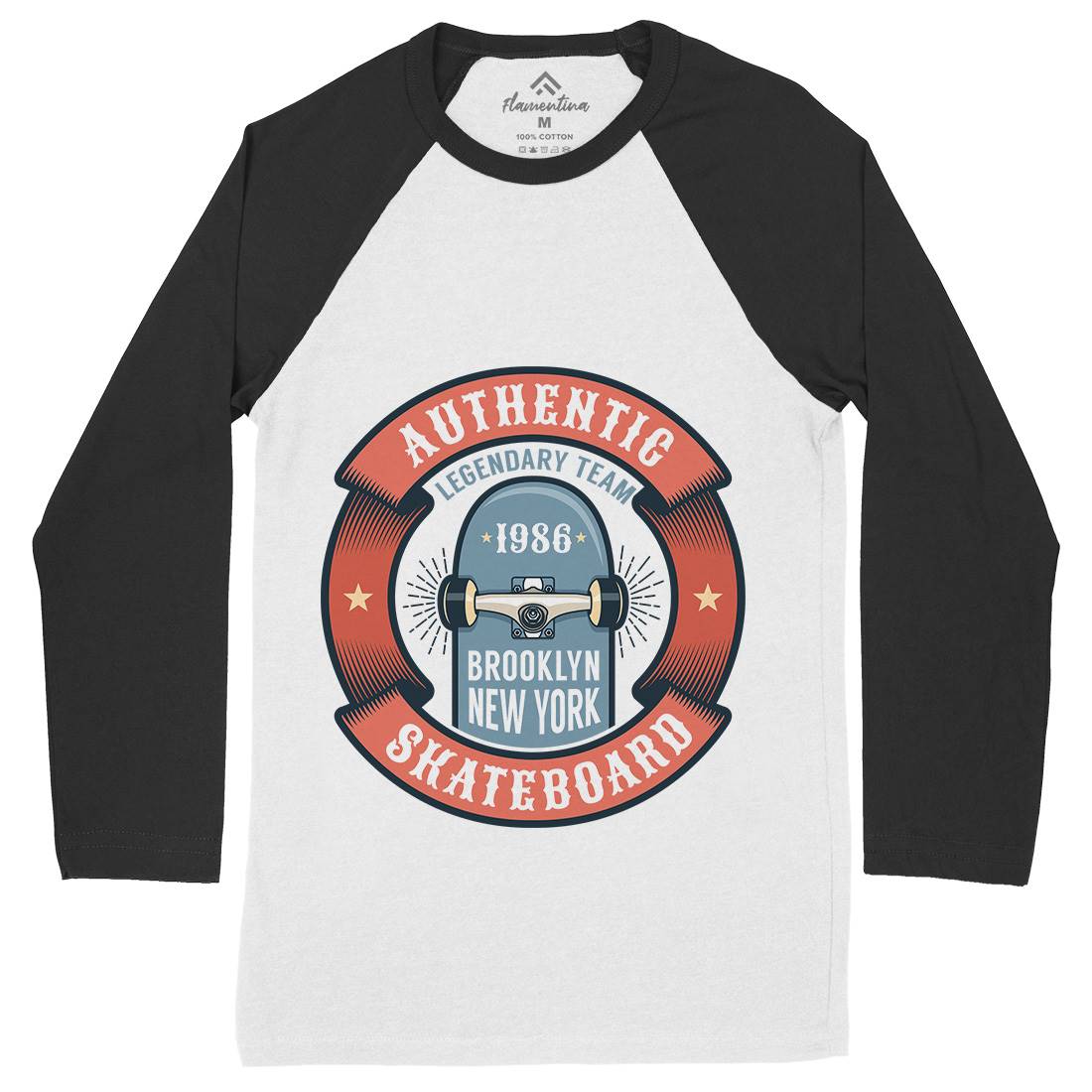 Authentic Skateboard Mens Long Sleeve Baseball T-Shirt Skate D894