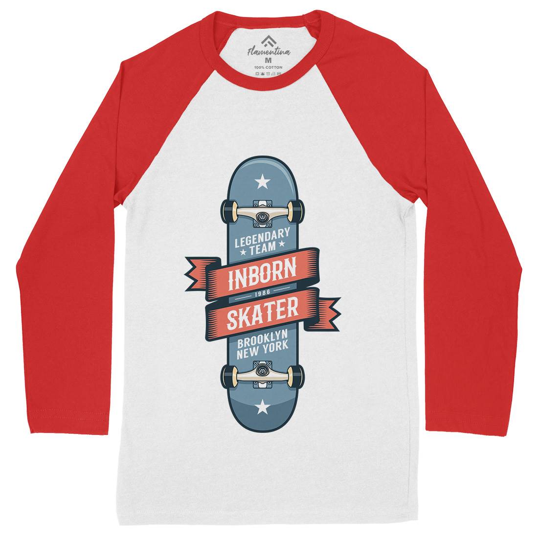 Inborn Skater Mens Long Sleeve Baseball T-Shirt Skate D895