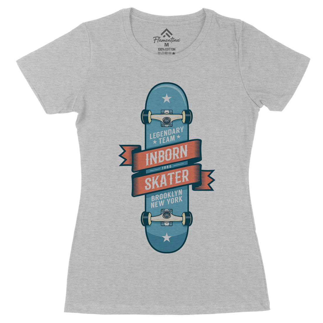 Inborn Skater Womens Organic Crew Neck T-Shirt Skate D895