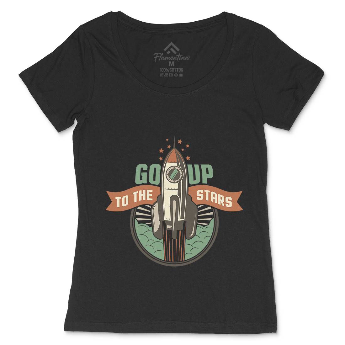Go Up Womens Scoop Neck T-Shirt Space D896
