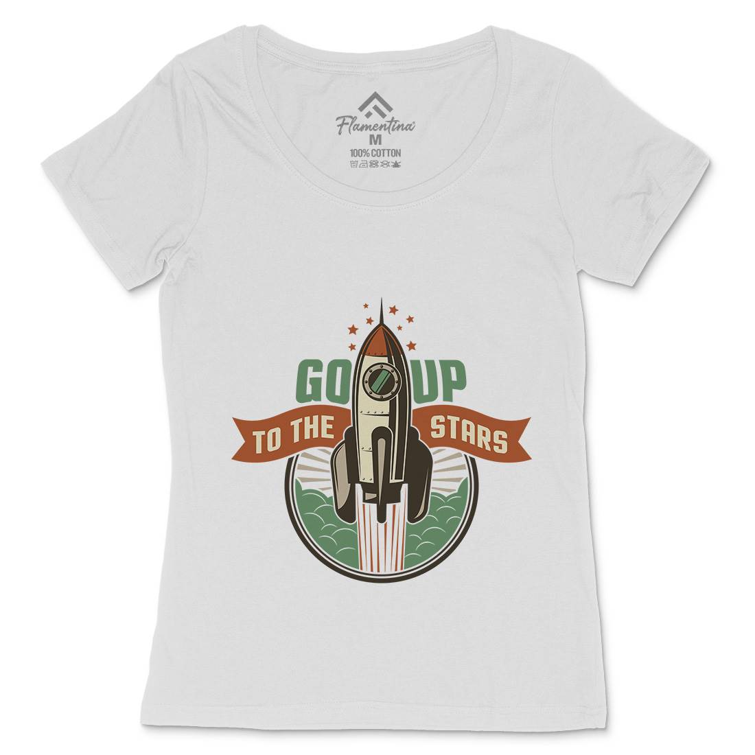 Go Up Womens Scoop Neck T-Shirt Space D896