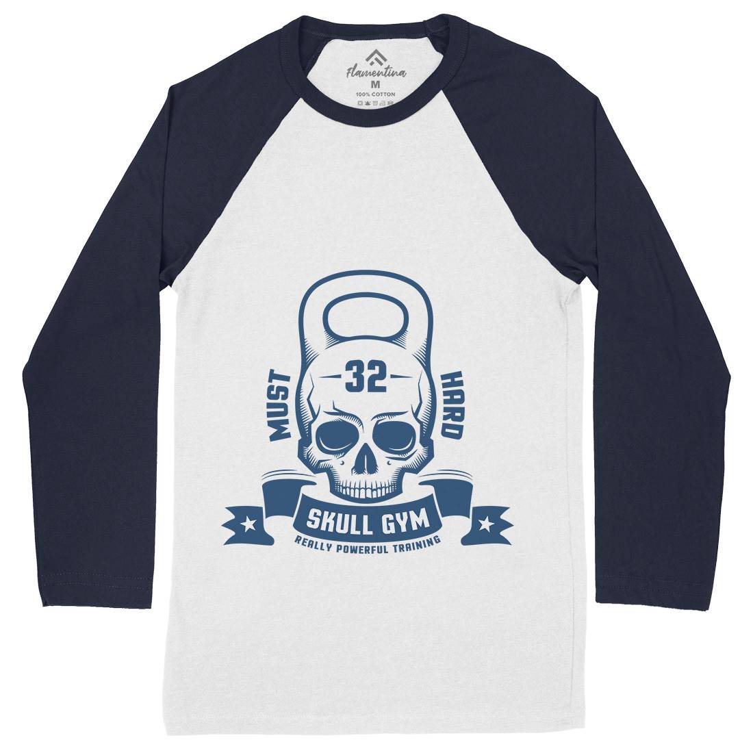 Skull Mens Long Sleeve Baseball T-Shirt Gym D898