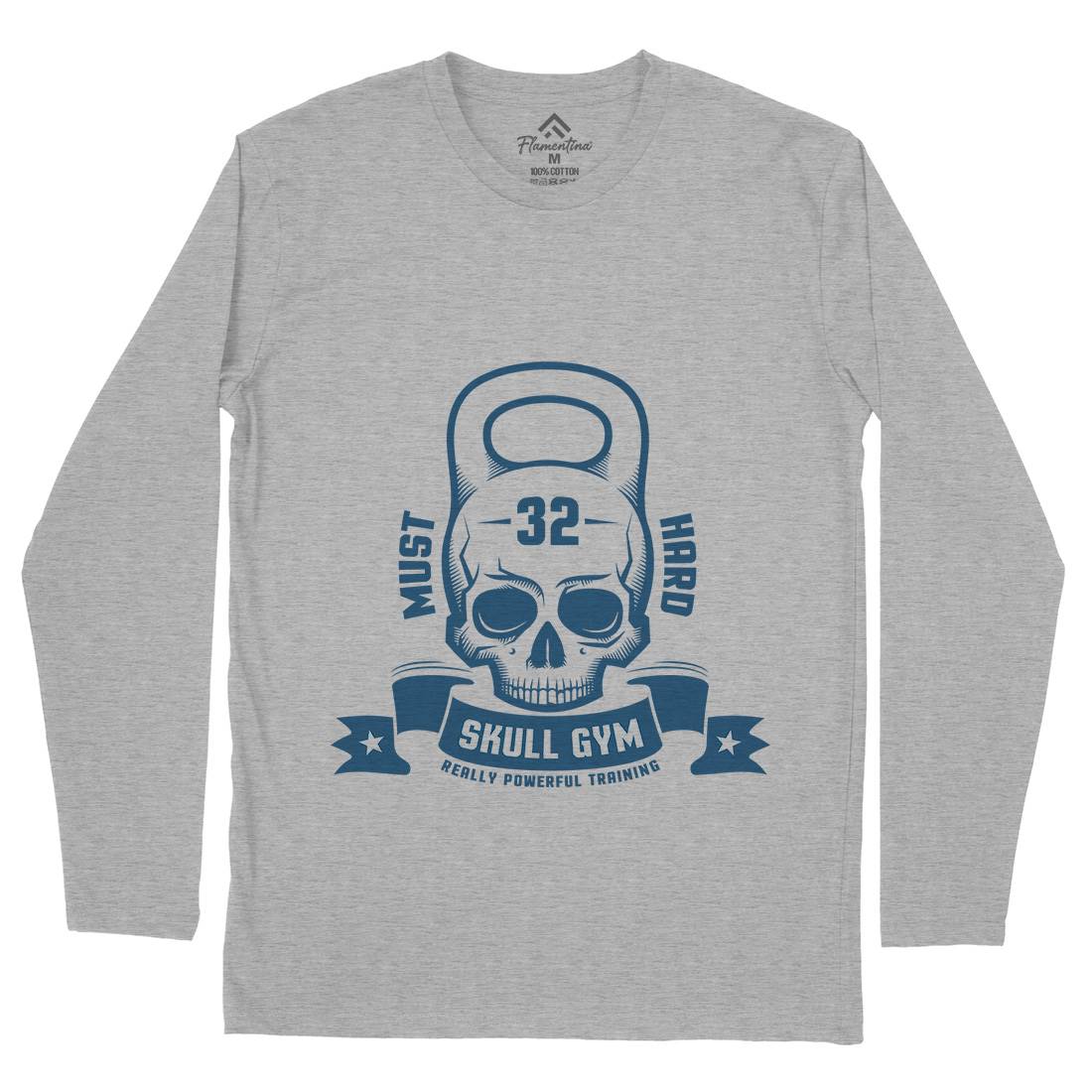Skull Mens Long Sleeve T-Shirt Gym D898
