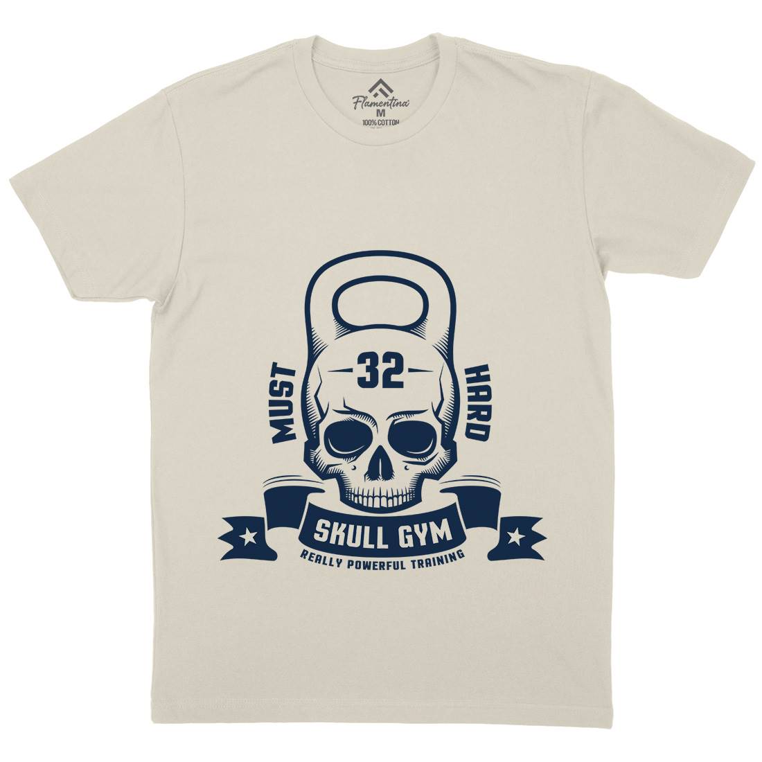 Skull Mens Organic Crew Neck T-Shirt Gym D898