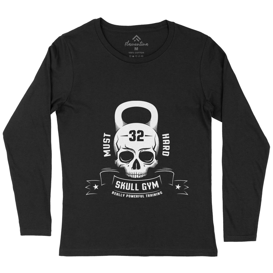 Skull Womens Long Sleeve T-Shirt Gym D898