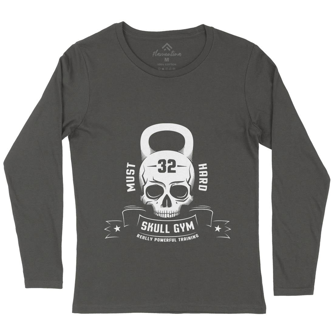 Skull Womens Long Sleeve T-Shirt Gym D898