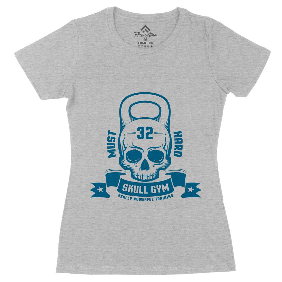 Skull Womens Organic Crew Neck T-Shirt Gym D898