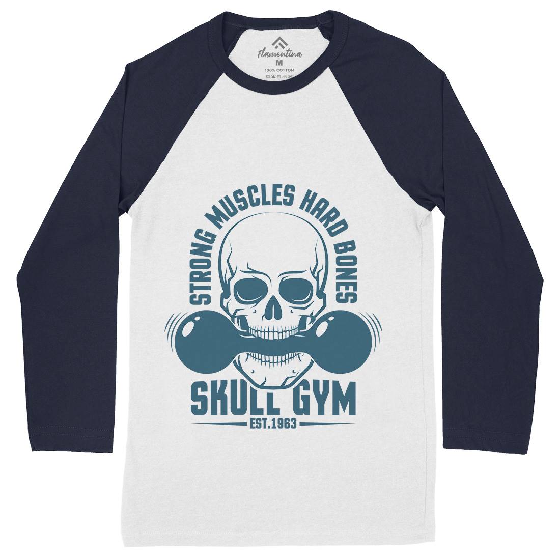 Skull Gym Mens Long Sleeve Baseball T-Shirt Gym D899