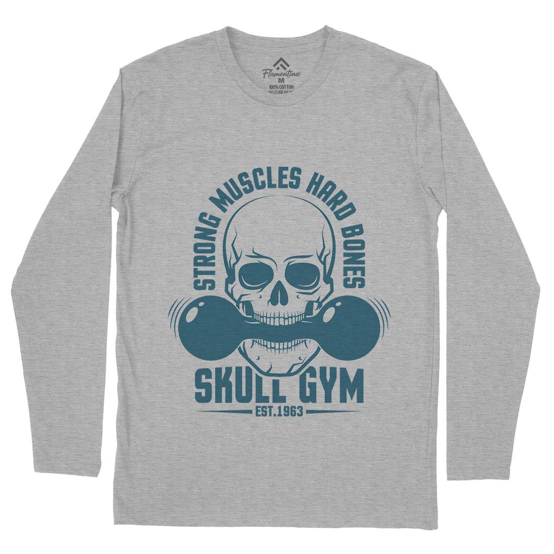 Skull Gym Mens Long Sleeve T-Shirt Gym D899