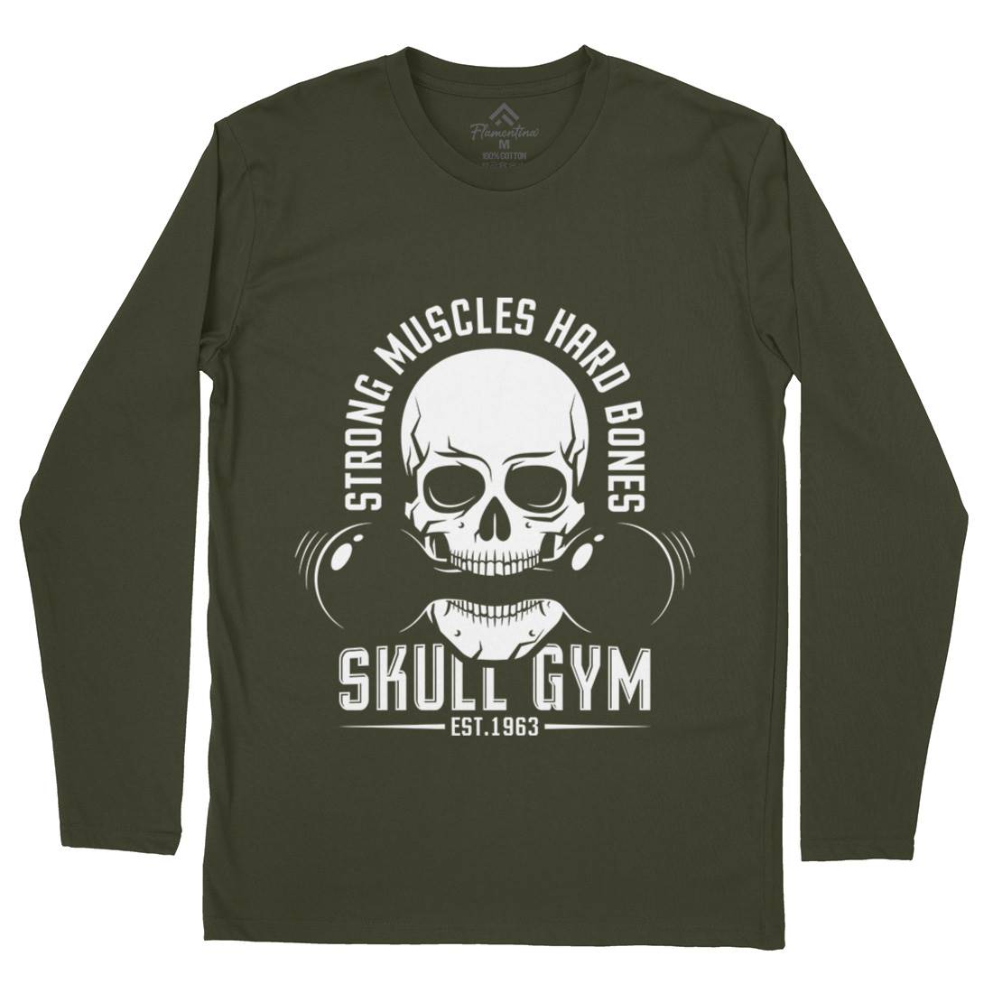 Skull Gym Mens Long Sleeve T-Shirt Gym D899