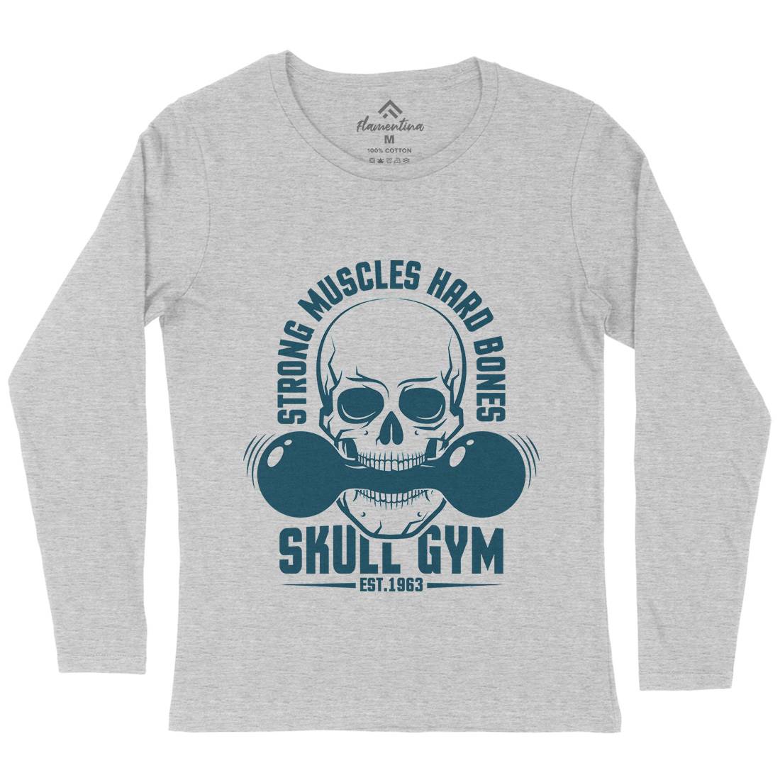 Skull Gym Womens Long Sleeve T-Shirt Gym D899