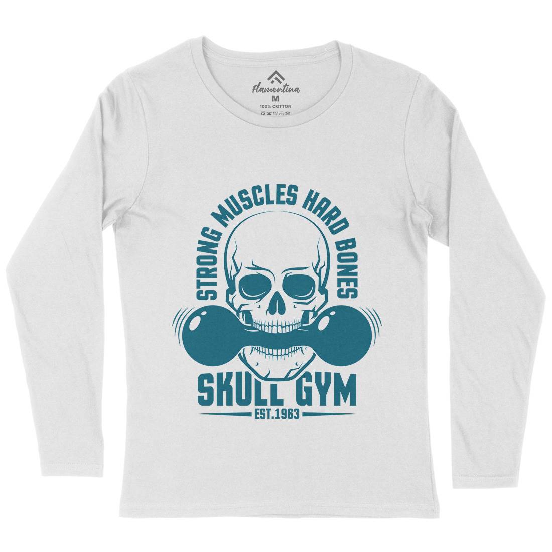 Skull Gym Womens Long Sleeve T-Shirt Gym D899