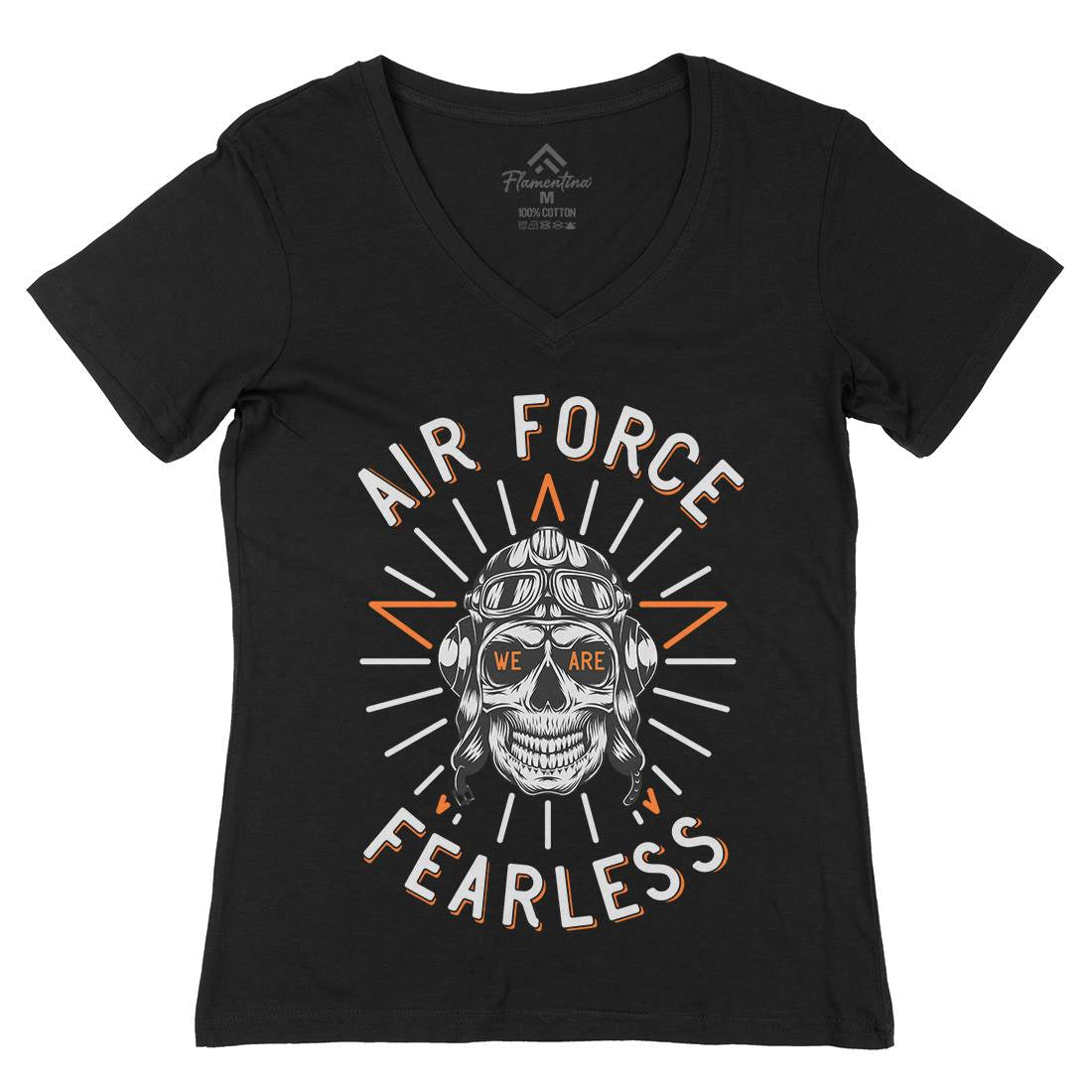 Air Force Fearless Womens Organic V-Neck T-Shirt Army D900