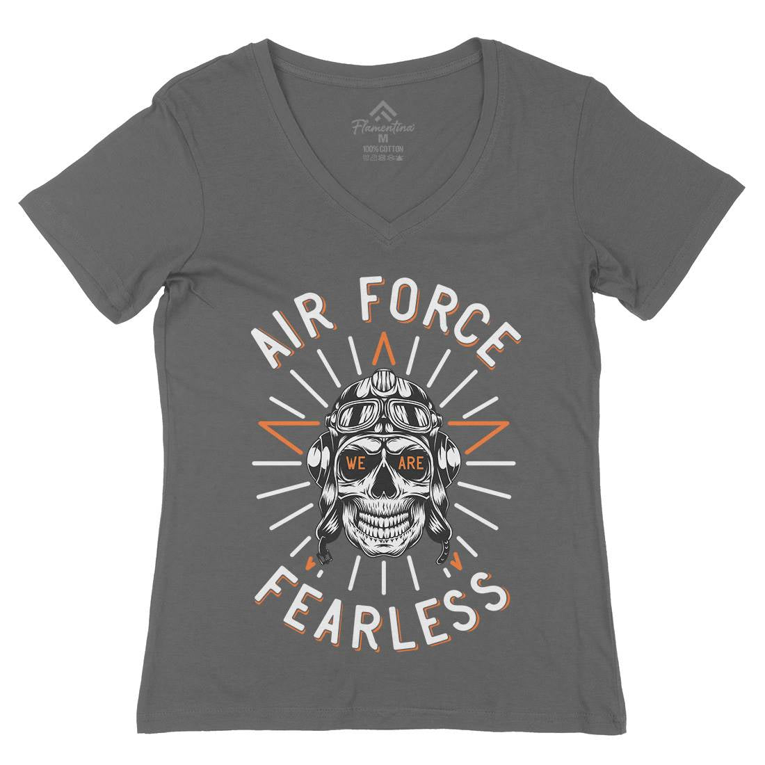 Air Force Fearless Womens Organic V-Neck T-Shirt Army D900