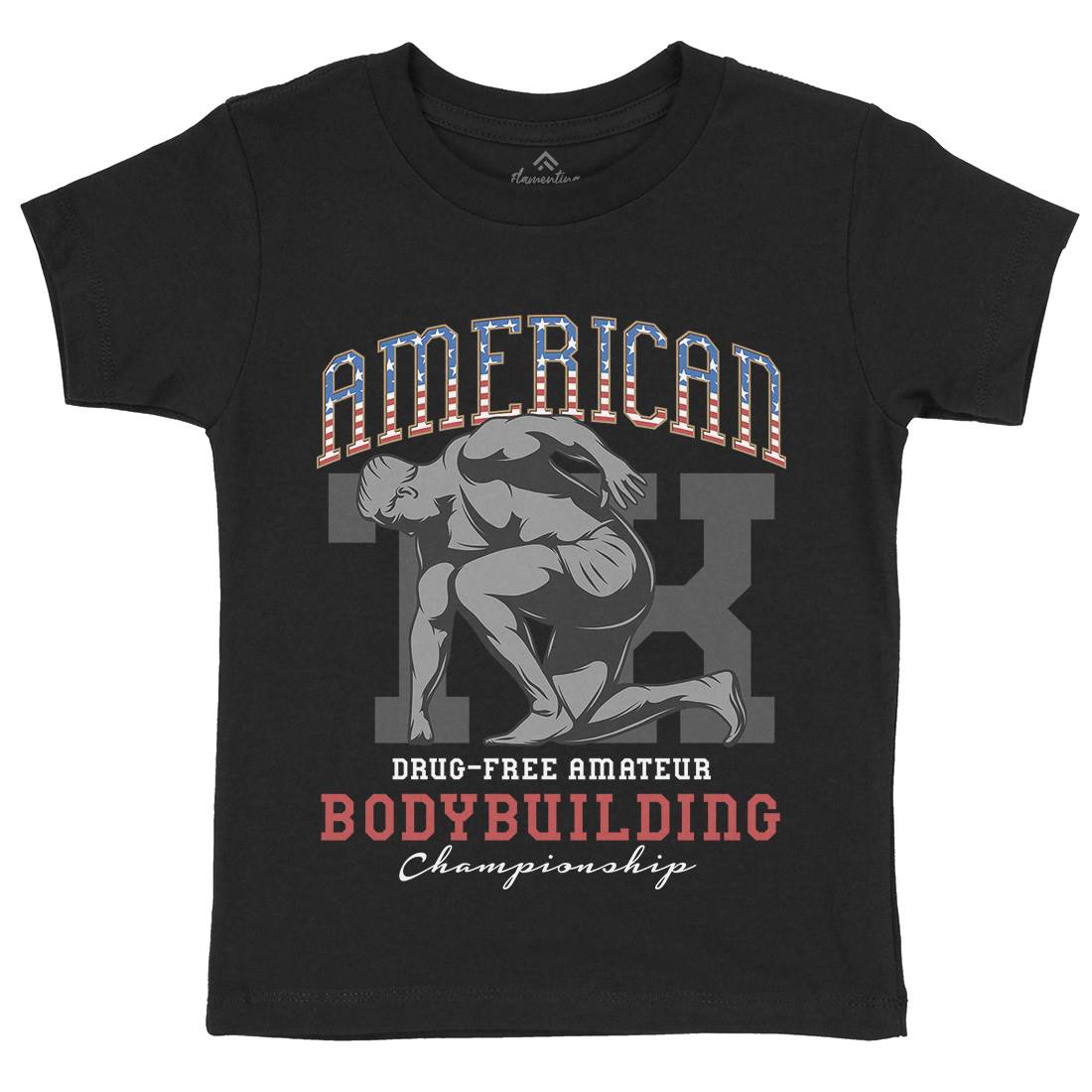 American Bodybuilding Kids Organic Crew Neck T-Shirt Gym D901