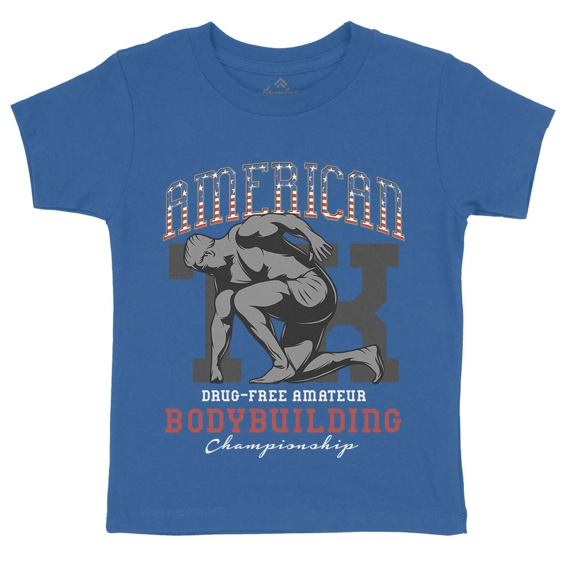 American Bodybuilding Kids Organic Crew Neck T-Shirt Gym D901