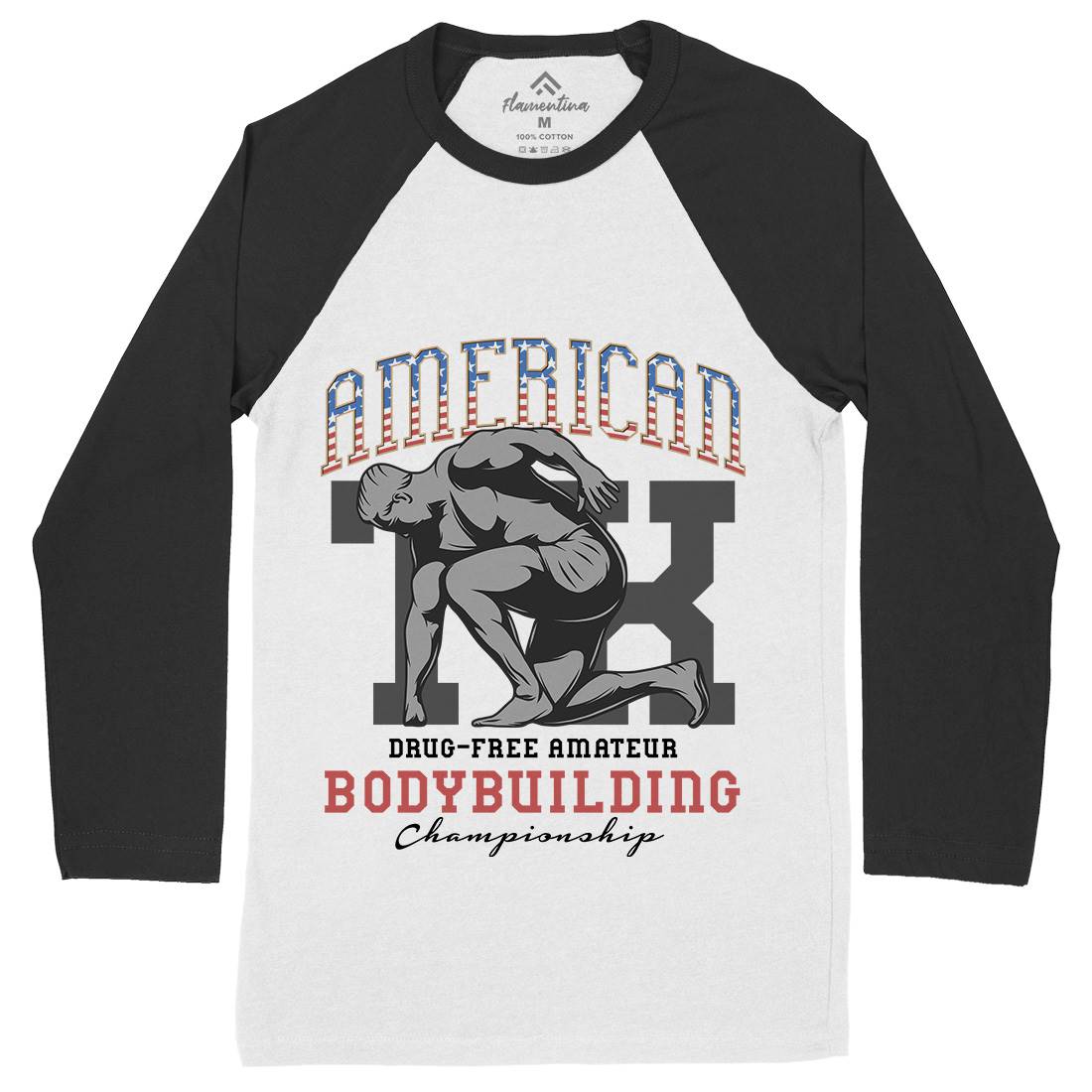 American Bodybuilding Mens Long Sleeve Baseball T-Shirt Gym D901