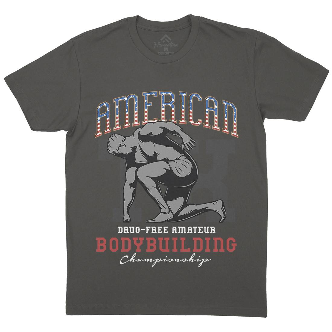 American Bodybuilding Mens Organic Crew Neck T-Shirt Gym D901