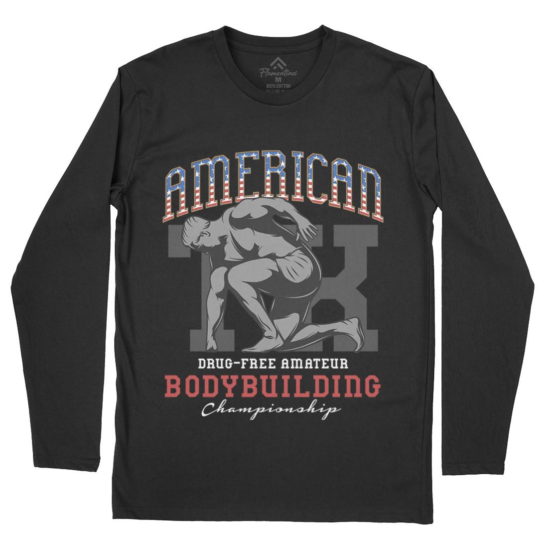 American Bodybuilding Mens Long Sleeve T-Shirt Gym D901