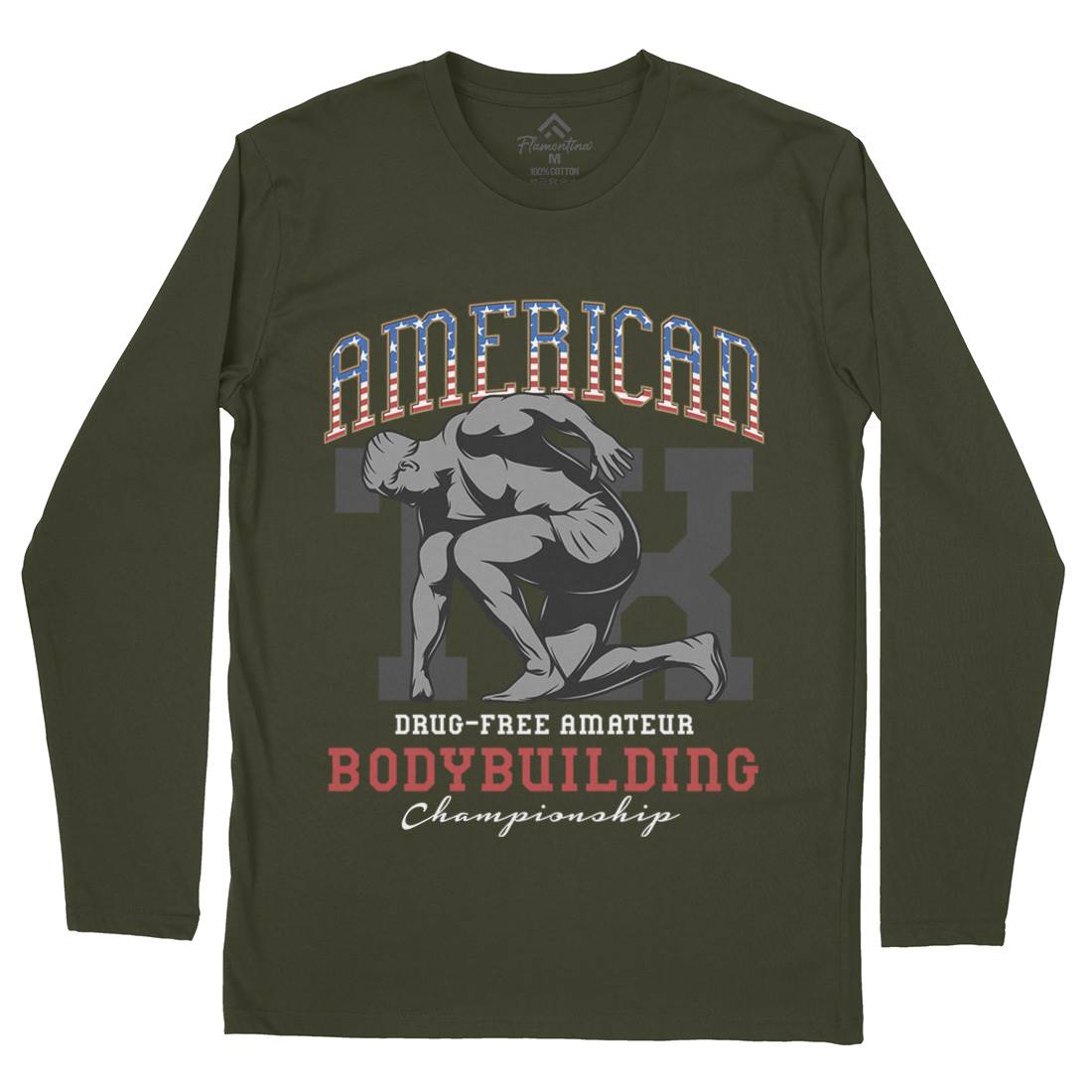 American Bodybuilding Mens Long Sleeve T-Shirt Gym D901