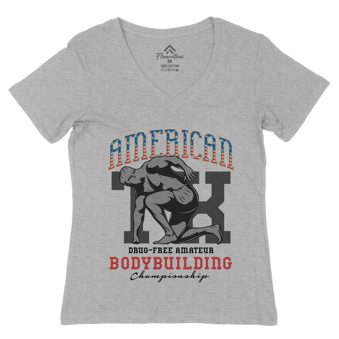 American Bodybuilding Womens Organic V-Neck T-Shirt Gym D901