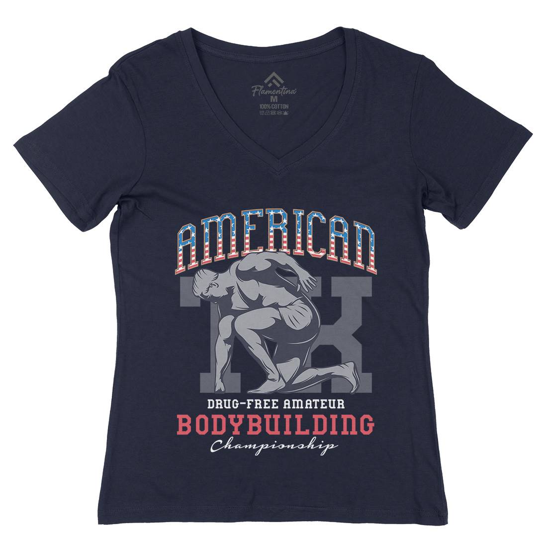 American Bodybuilding Womens Organic V-Neck T-Shirt Gym D901