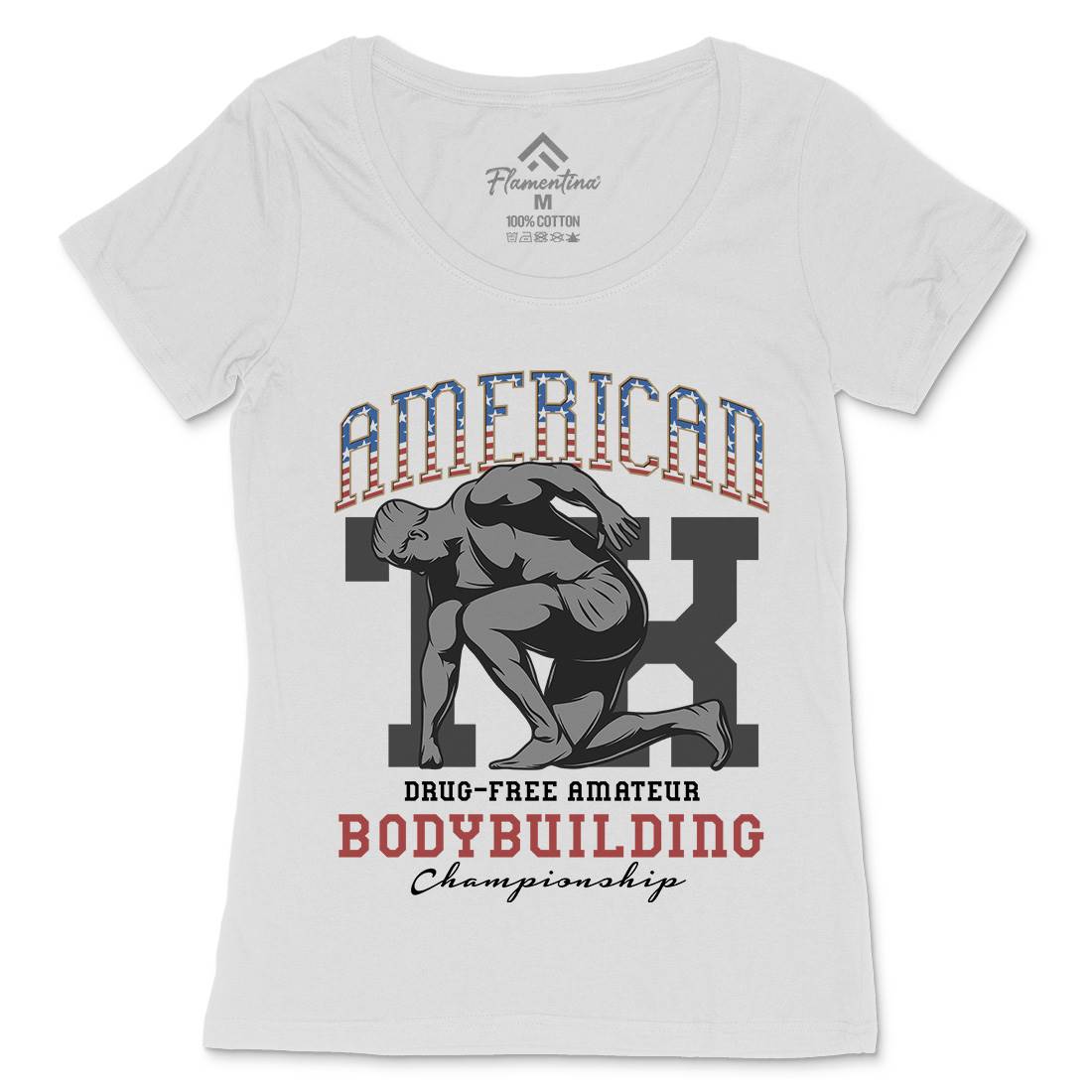 American Bodybuilding Womens Scoop Neck T-Shirt Gym D901