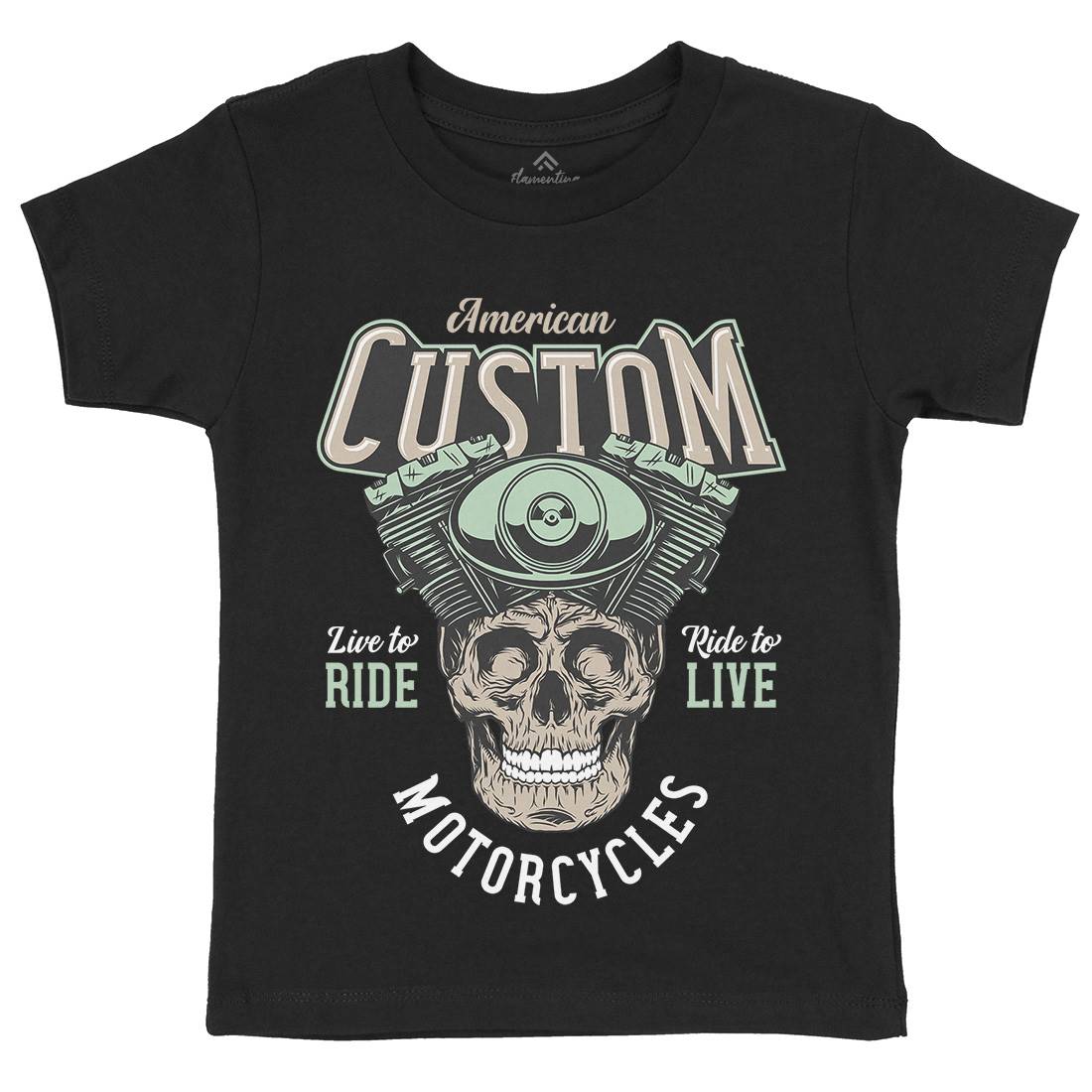 American Custom Kids Crew Neck T-Shirt Motorcycles D902